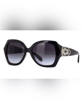 Black Oversized Women's Sunglasses with Decorative Accent